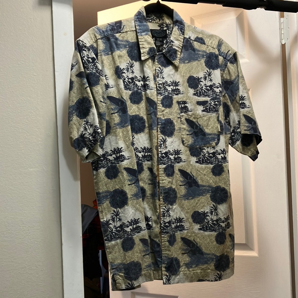 Casual Button Down Shirt in Blue and Tan
